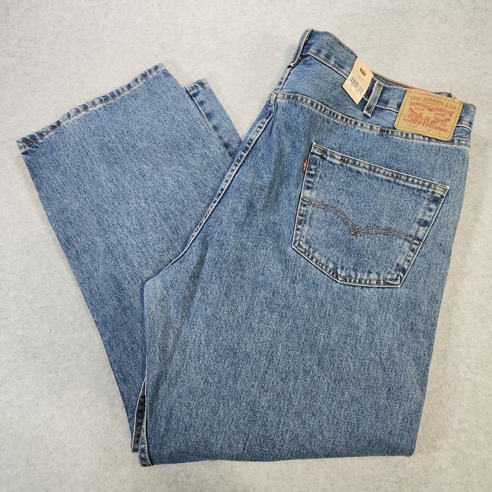 Levis 505 Regular Fit Jeans Mens 48x30 Blue Denim Straight Leg NWT Medium Wash